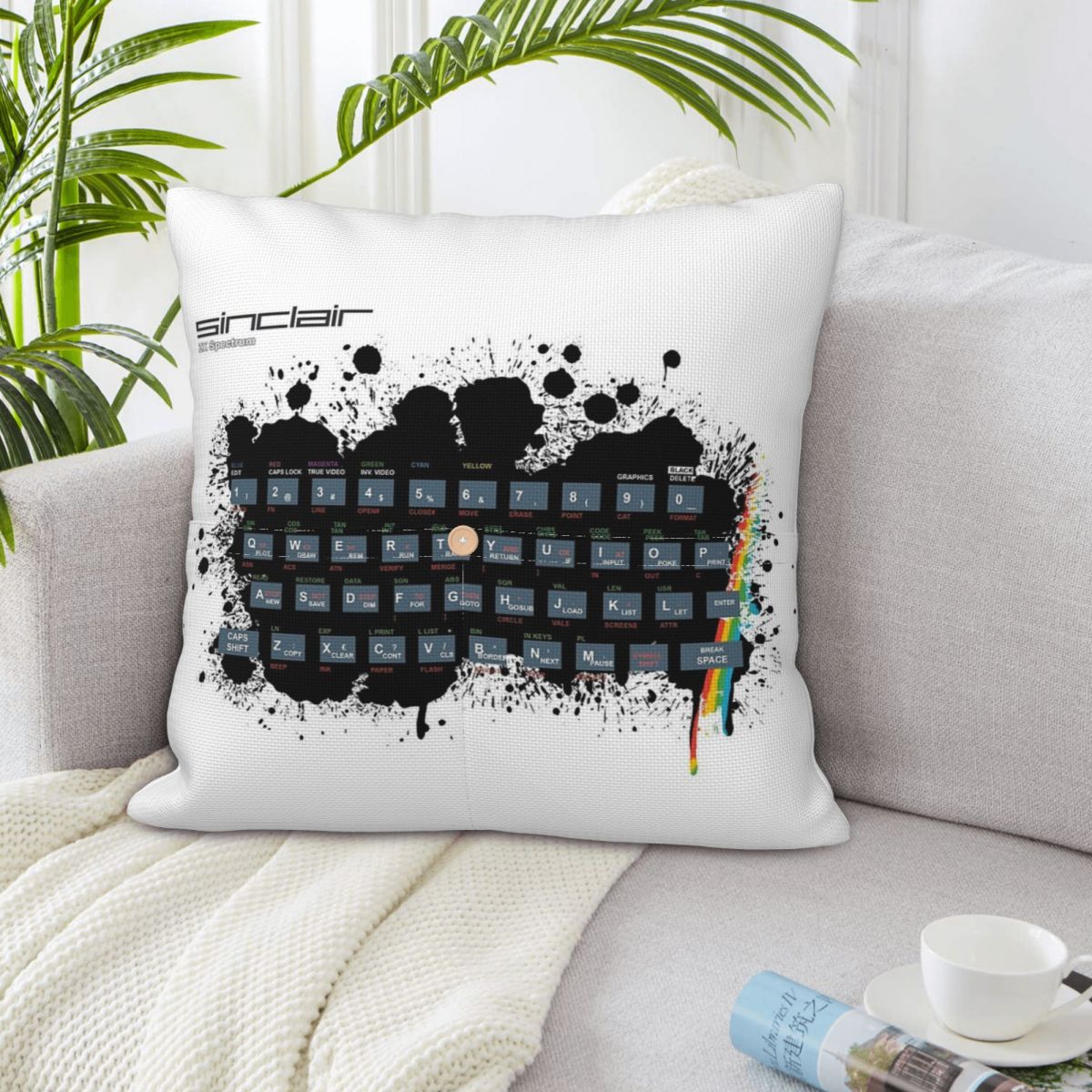 레트로 게임 아트 - ZX 스펙트럼 스퀘어 리넨 베개  - Retro Gaming Zx Spectrum 리뷰 및 가격