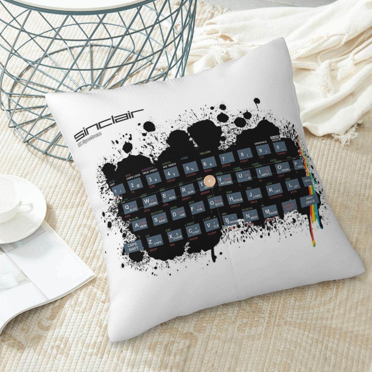 레트로 게임 아트 - ZX 스펙트럼 스퀘어 리넨 베개  - Retro Gaming Zx Spectrum 리뷰 및 가격